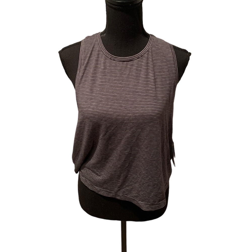 Zella Work For It Stripe Tank Top in Black and Gray Small NWT